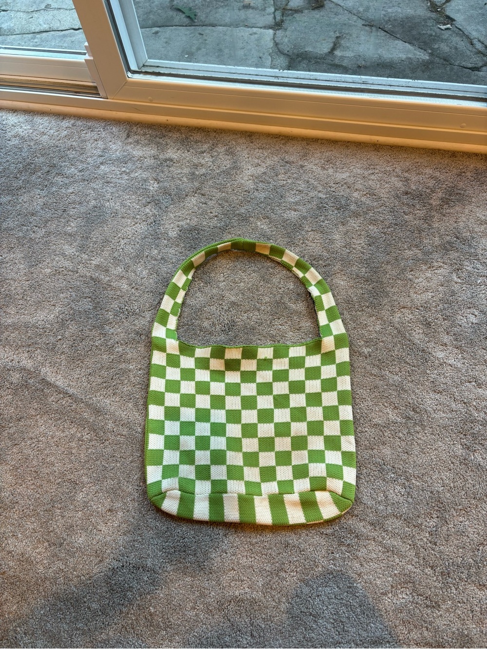 Green White Checker Shoulder Bag